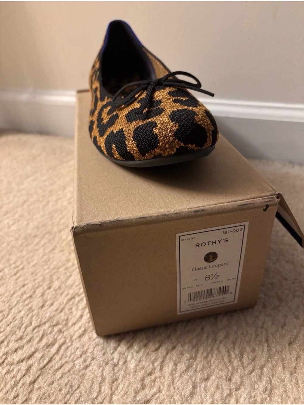 Rothy's Leopard-Print Ballet Flat in Black and Brown - Picture 2 of 4